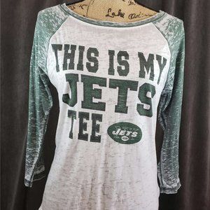 NFL New York Jets 3/4 Length Distressed T Small